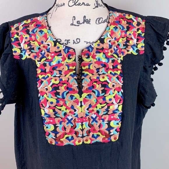 Floral Embroidered Pom Pom Sleeve Shift Dress NEW! - Picture 9 of 12